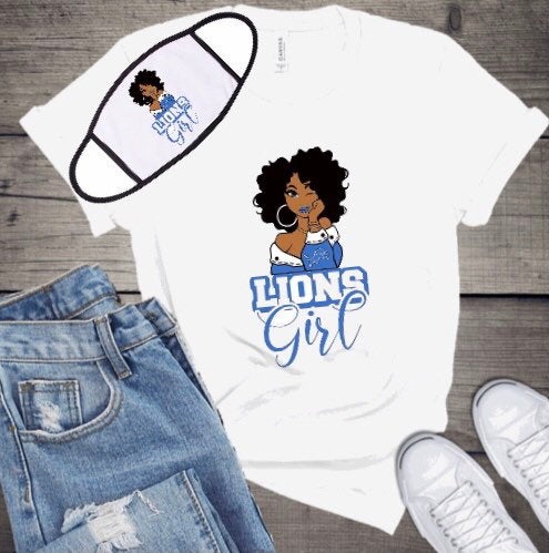 Lion Girl T-Shirt and Mask Set. (More teams available).