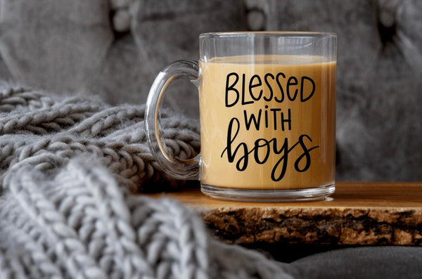 Blessed w/Boys Glass Mug